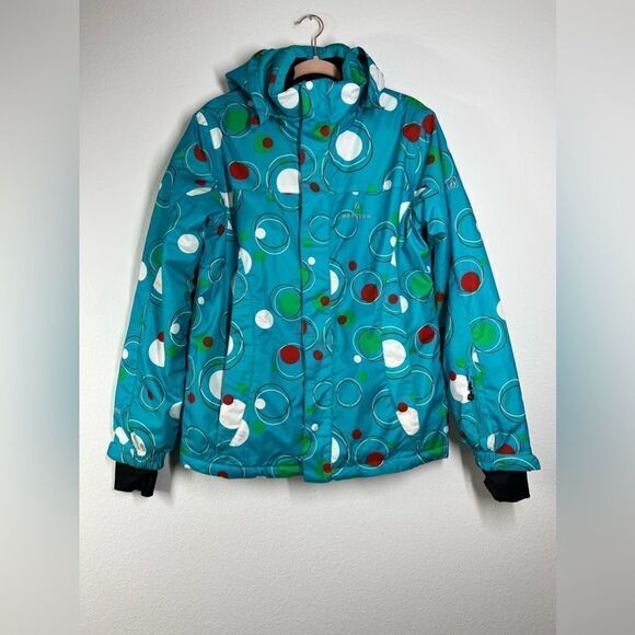 Bergson SKI-/SNOWBOARD Winter JACKET Blue Red Dots Size 16 Kids /176 cm